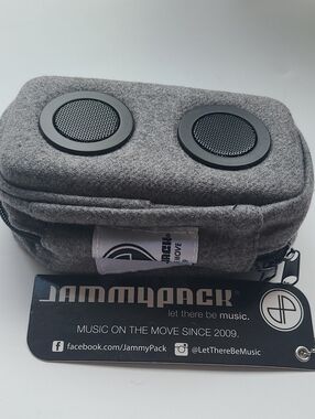 Gray Portable Speaker Pouch with Built-In Speakers